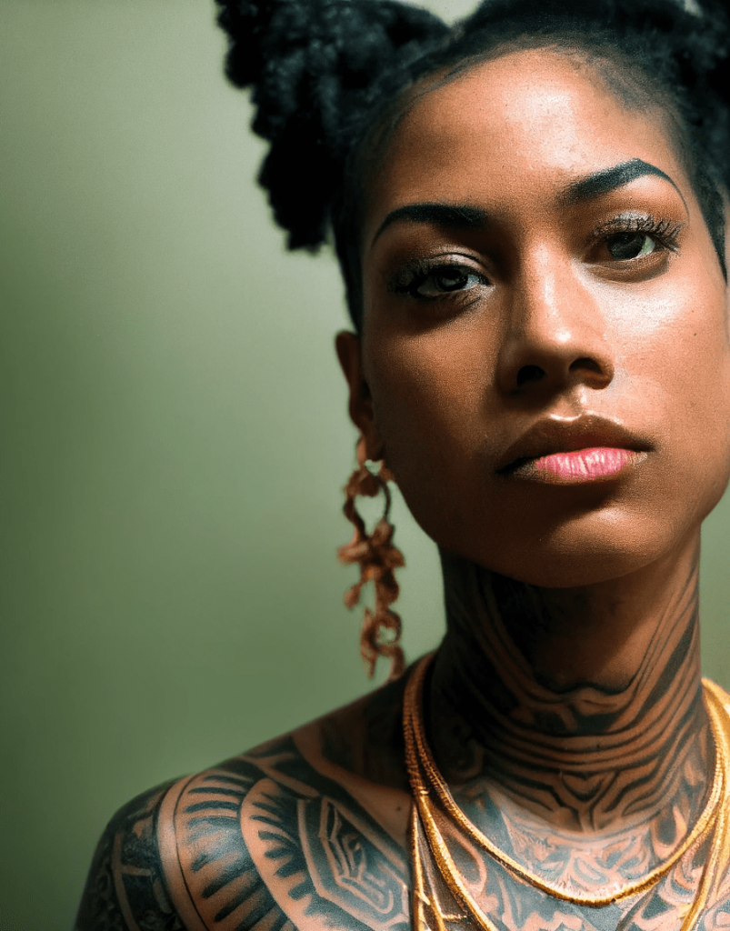 Hyper Realistic Portrait of a Tattooed Woman