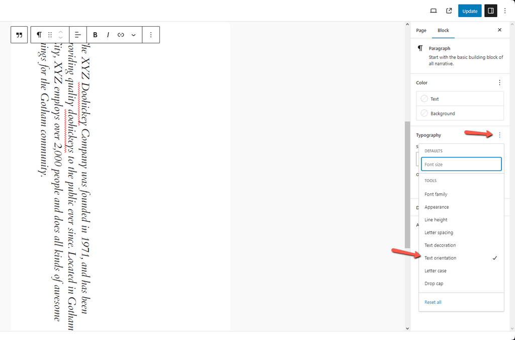 FastComet WP 6.4 Text Orientation