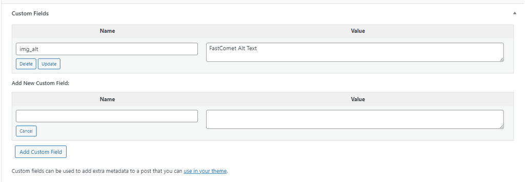 WordPress 6.5 Custom Fields Example FastComet