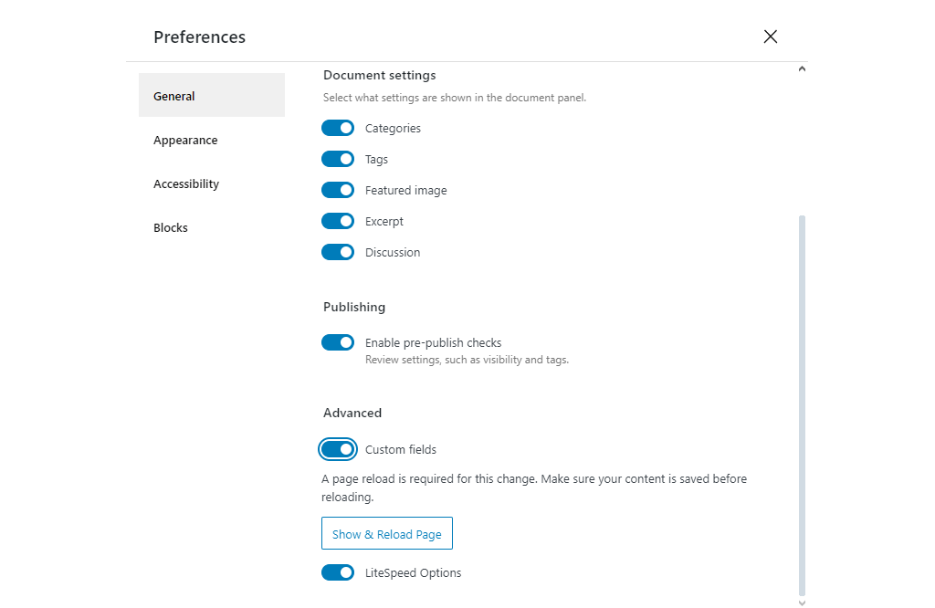 WordPress 6.5 Custom Fields Options FastComet