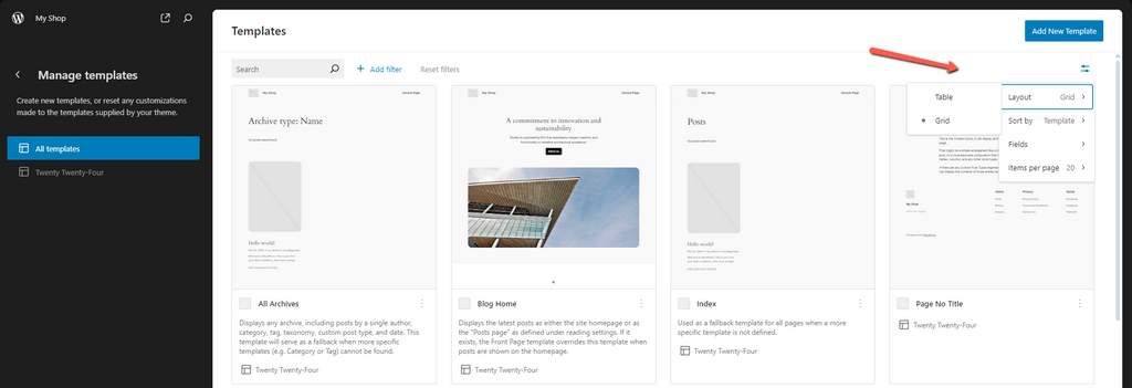 WordPress 6.5 DataViews Templates Layout FastComet