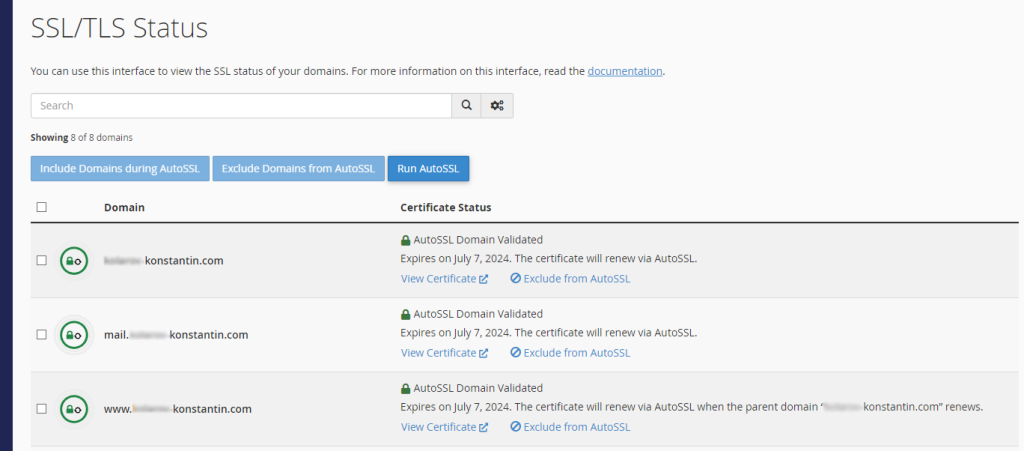 FleetSSL AutoSSL Interface