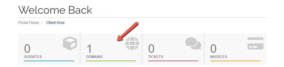 Click on Domains in A2 Client Area