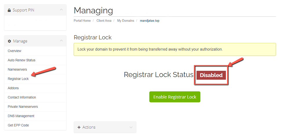 Disabled Registrar Lock A2