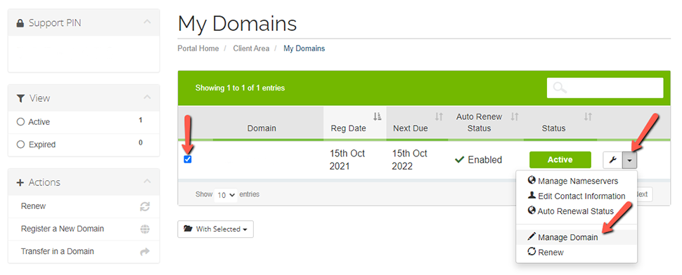 Manage Domain A2 Hosting