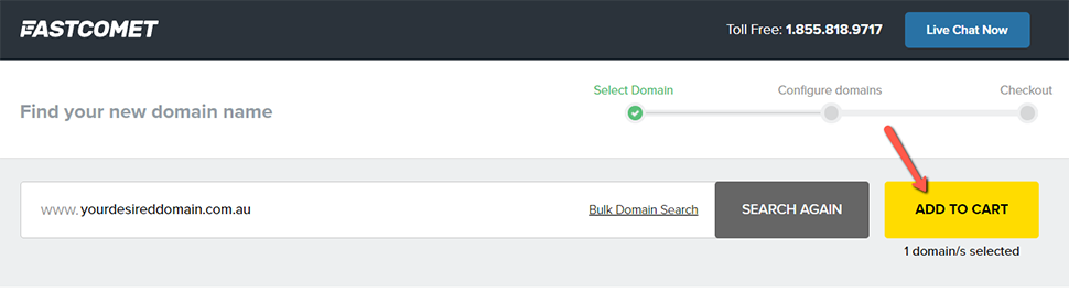 Add .AU Domain Name to Cart