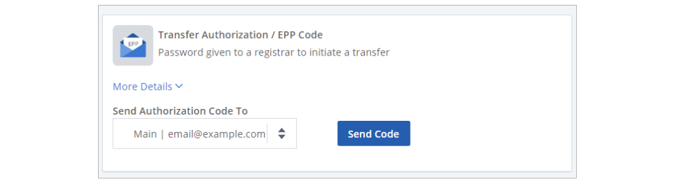 Locate the Transfer Authorization EPP Code