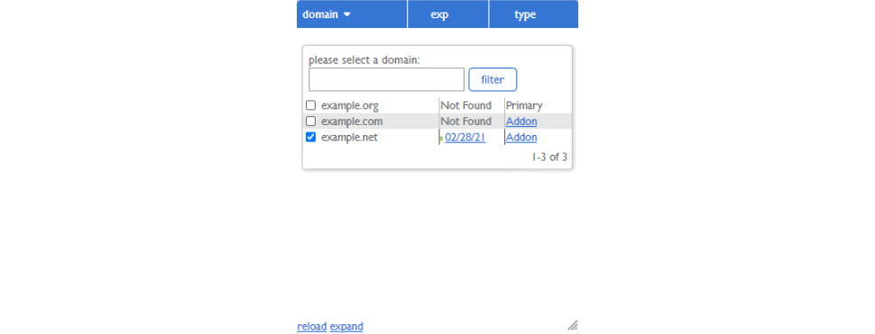 Scroll Down and Select the Domain you Want to Transfer