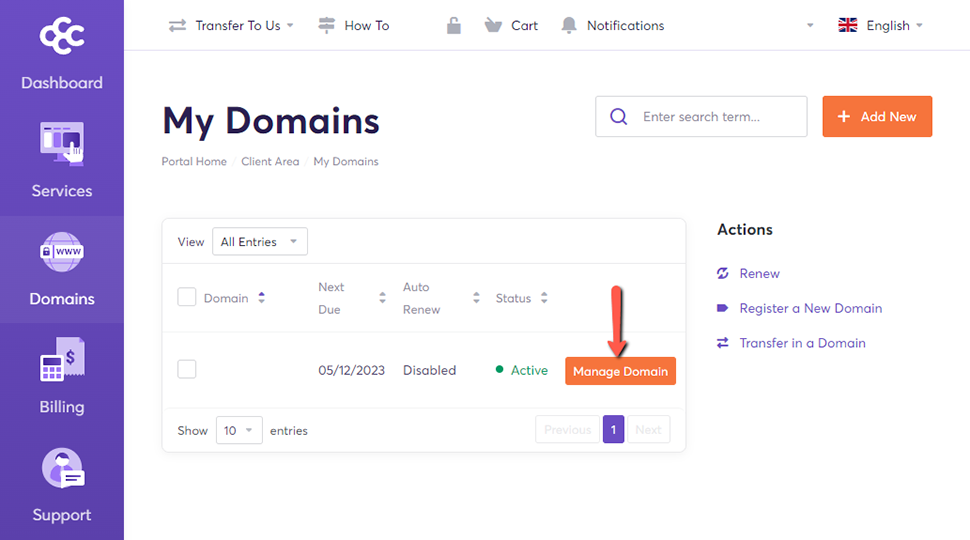 Chemicloud Manage Domain