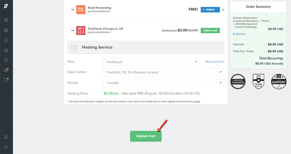 FR Domain Update Cart