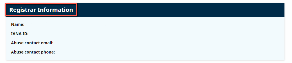 ICANN Registrar Info