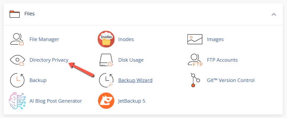 Access Directory Privacy in cPanel