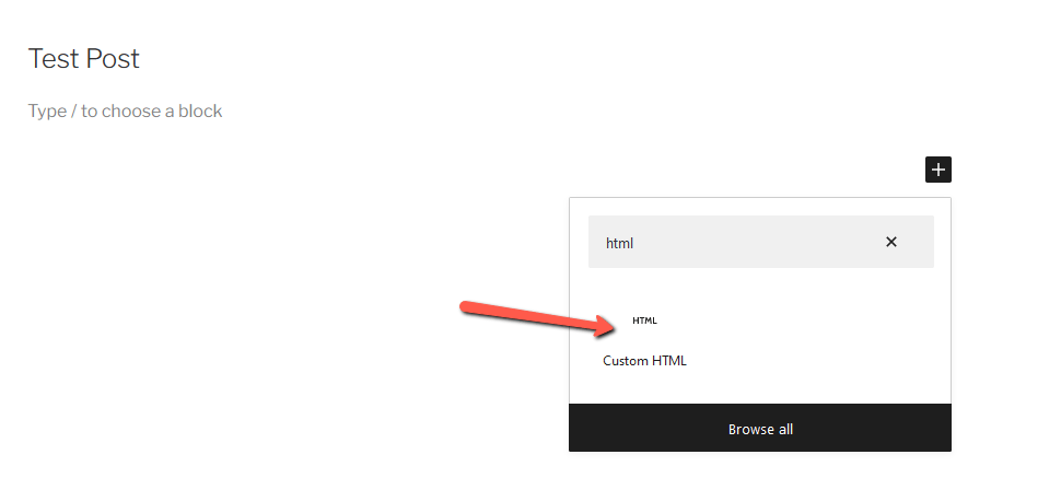 Add Custom HTML Block in Post