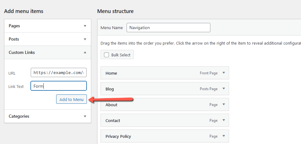 Add Custom Link to Menu as Item