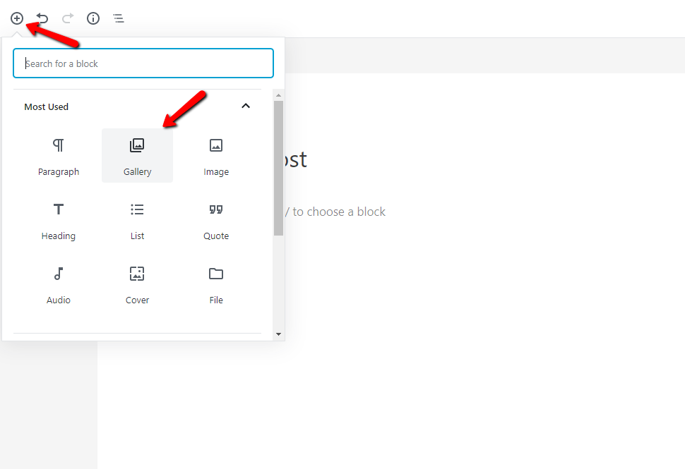 Add Gallery Block in WordPress Gutenberg