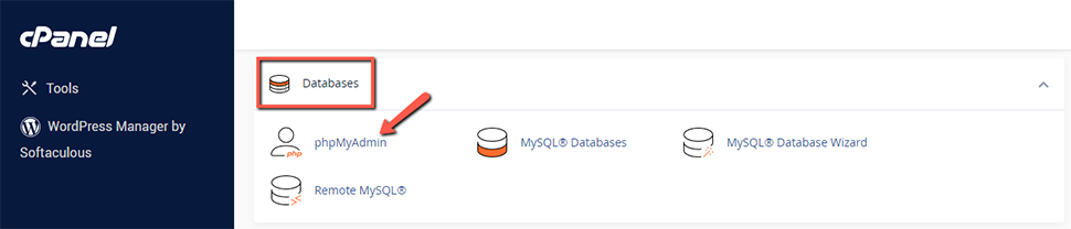 Find PhpMyAdmin in cPanel