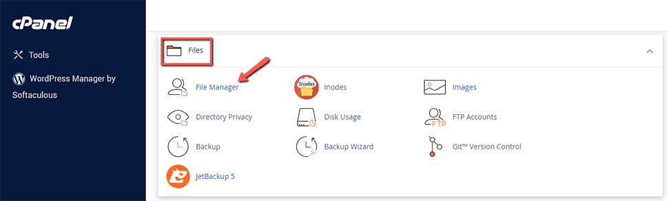 Go to cPanel File Manager