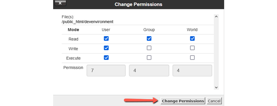 Change the Directory Permissions