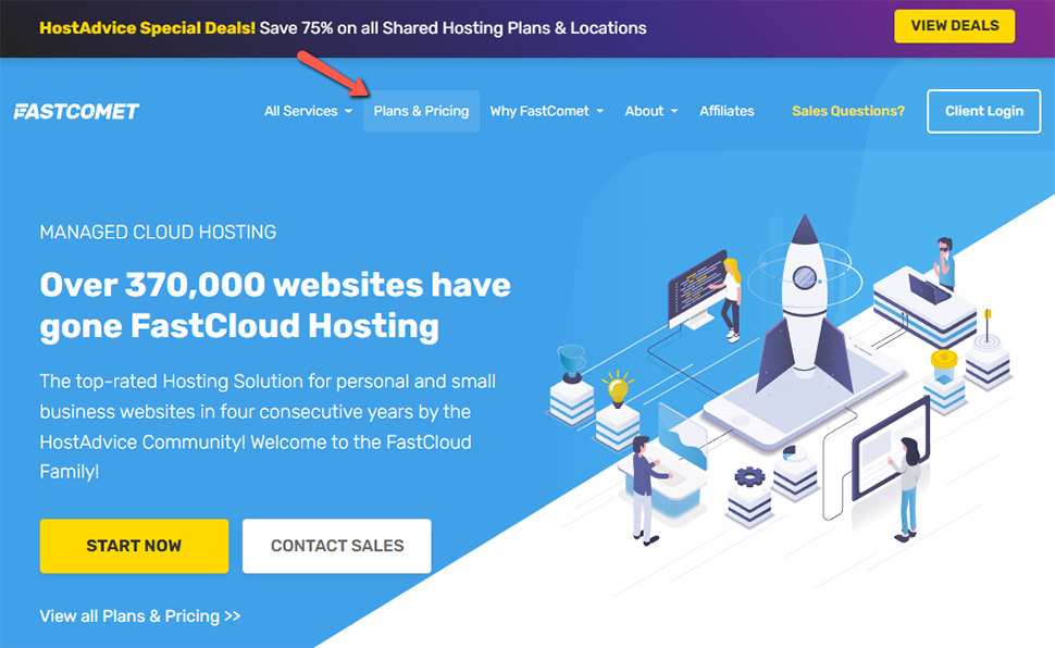 Click on Plans and Pricing