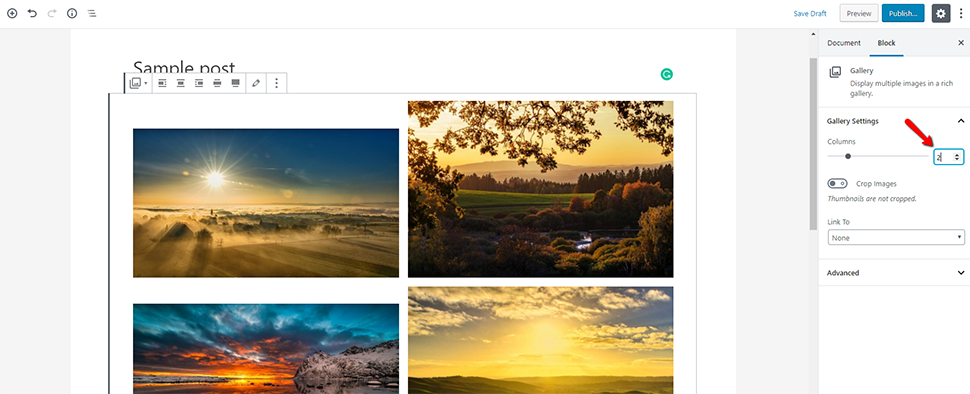 Change the Column Count in WordPress Gutenberg Gallery