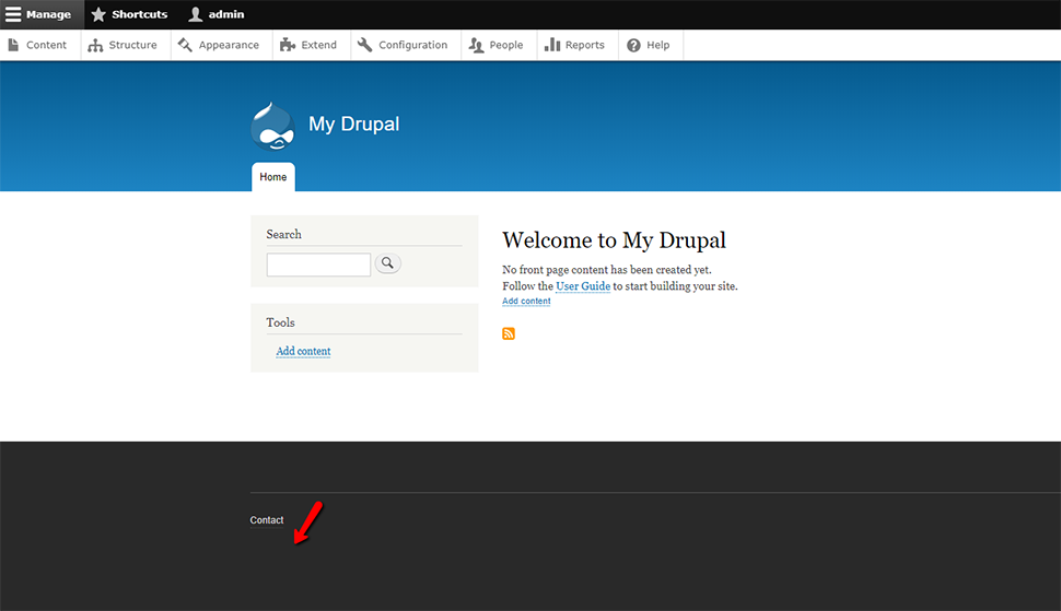 Disabled Powered by Drupal Footer