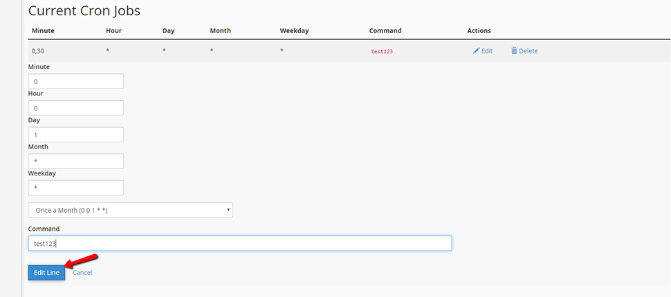 Edit Line for Cron Jobs
