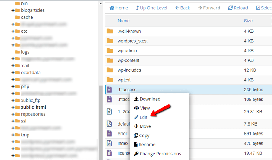 Edit New .htaccess File for WordPress Site via File Manager