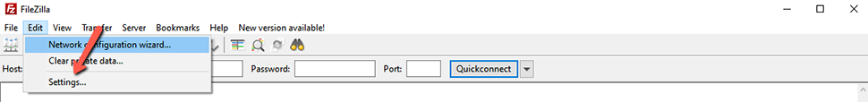 Edit Settings FileZilla