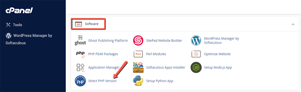 Find Select PHP Version in cPanel