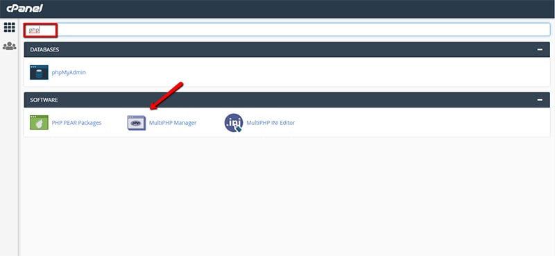 Find and Go into the MultiPHP Manager in cPanel