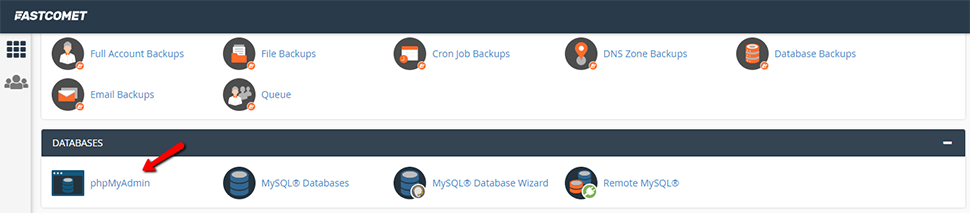 Find phpMyAdmin in cPanel