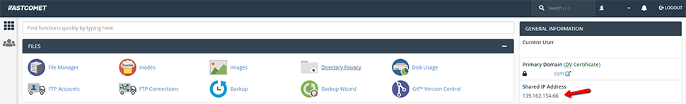 Find Server IP Address in cPanel