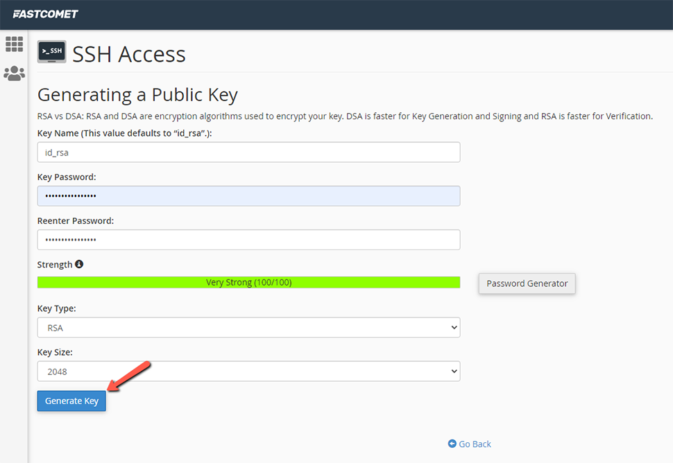 Generate SSH Key cPanel