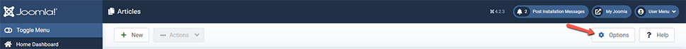 Go to Joomla Options