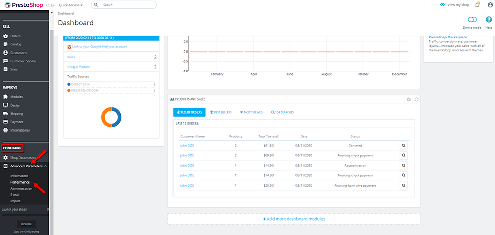 Performance Advanced Parameters in PrestaShop