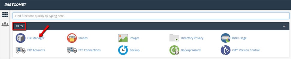 Locate File Manager in cPanel
