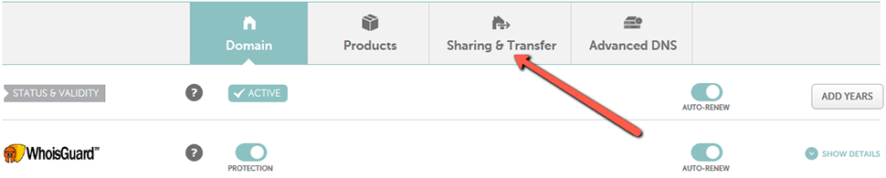 Namecheap Sharing and Transfer