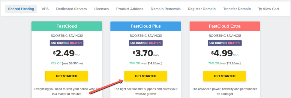 Order a FastComet Shared Hosting Package