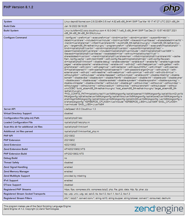 phpinfo View