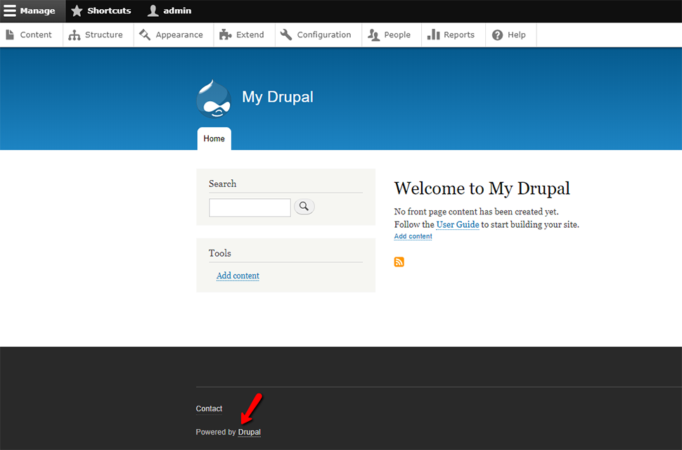 Powered by Drupal Footer Enabled