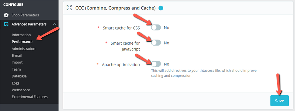 PrestaShop CCC Section