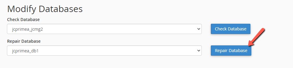 Repair Database cPanel