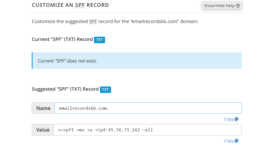 Suggested SPF Record Option