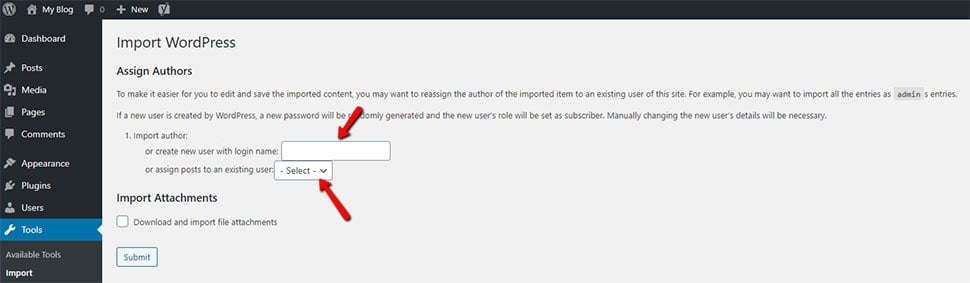 WordPress Assigning Imported Content