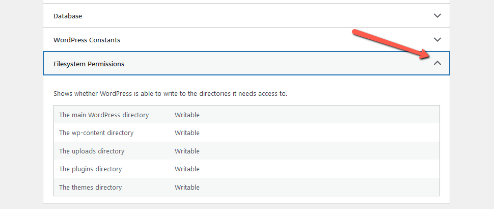 WordPress Filesystem Permissions Info