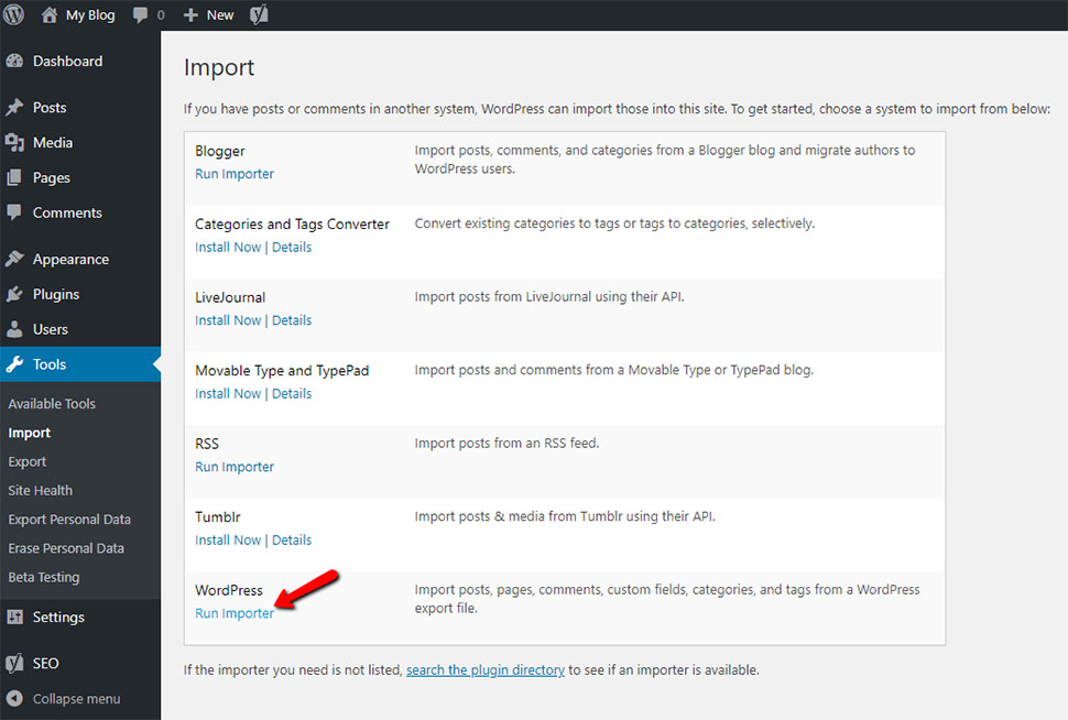 WordPress Run Importer