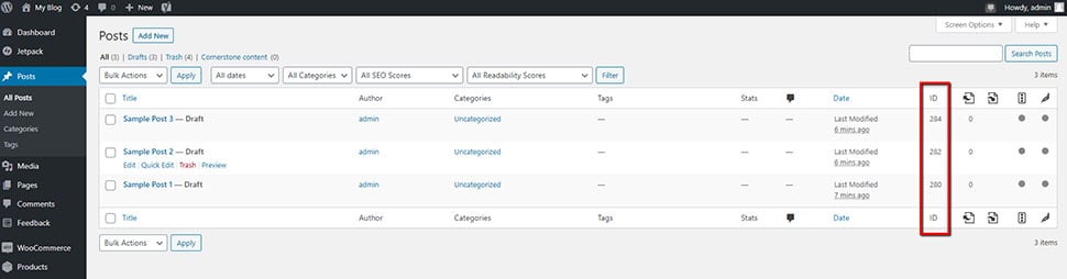 WordPress Showing Post IDs Via Show IDs Plugin