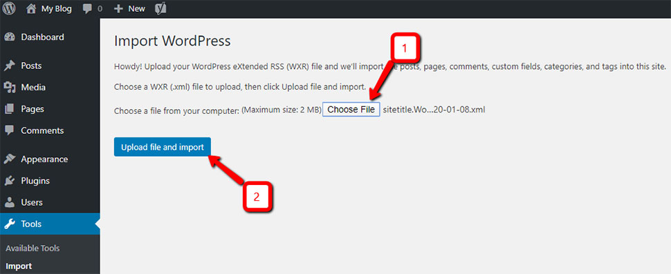 WordPress Upload File and Import