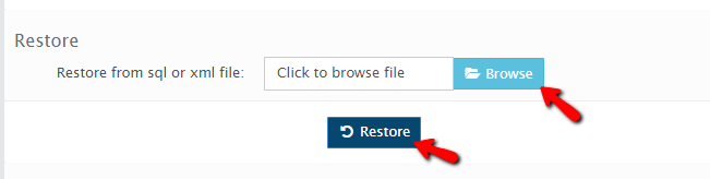 restoring the database backup