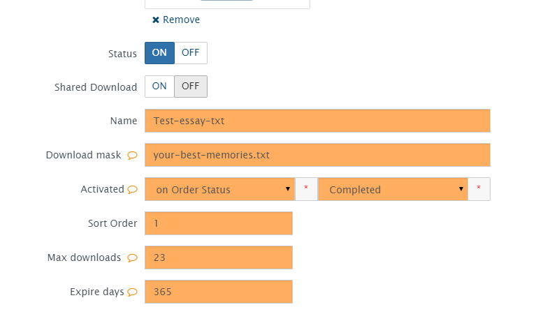 configuring the new downloadable product